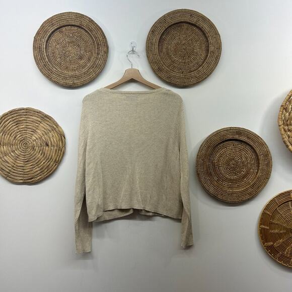 Old Navy Neutral Cream Button Front Ribbed Knit Cardigan Sweater Plus Size 2X - Picture 2 of 6